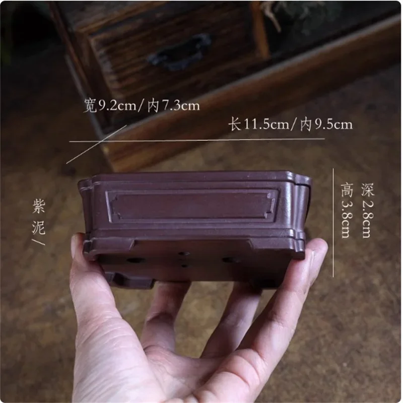 yesCeramic Brown Rectangle Flower Bonsai Pot Vase, Cubicles, Dormitory, Office, Table, Garden Decoration