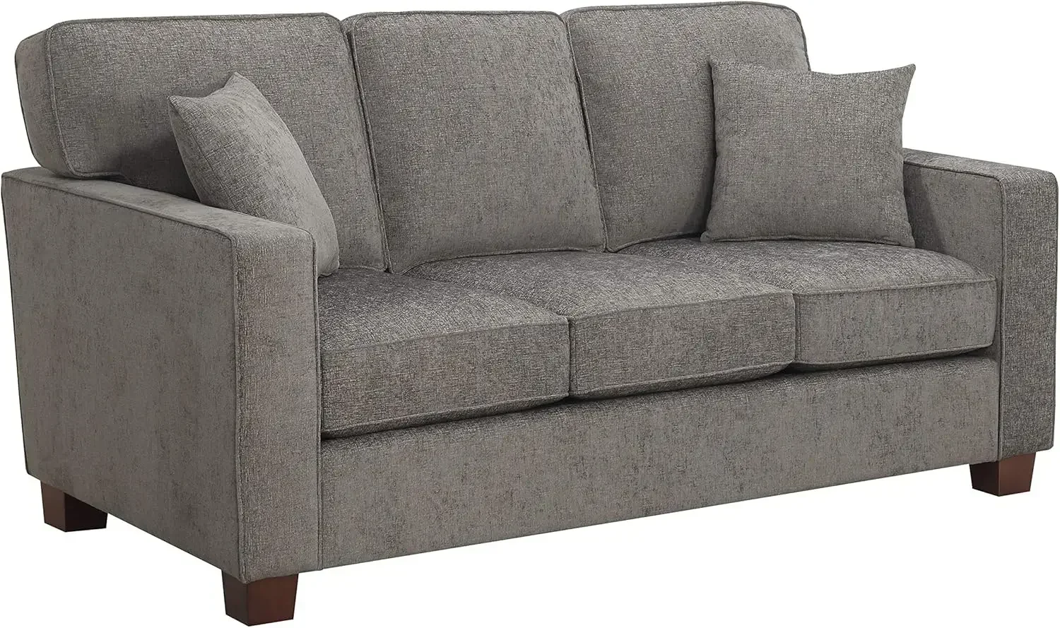 Russell 3 Seater Sofa with 2 Pillows and Coffee Finished Legs, Taupe