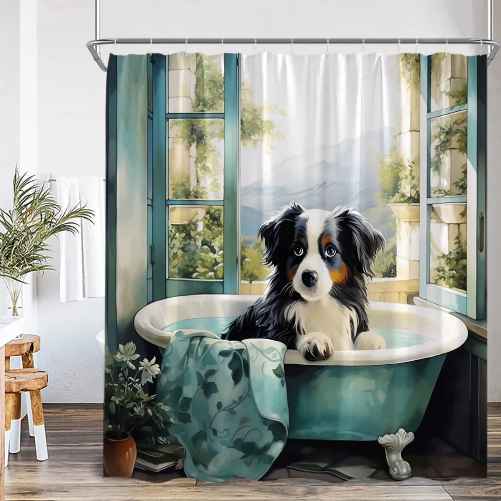 Animali divertenti tende da doccia per il bagno Highland maiali di mucca conigli cani vasca da bagno decorazioni per il bagno tende da bagno in poliestere con ganci