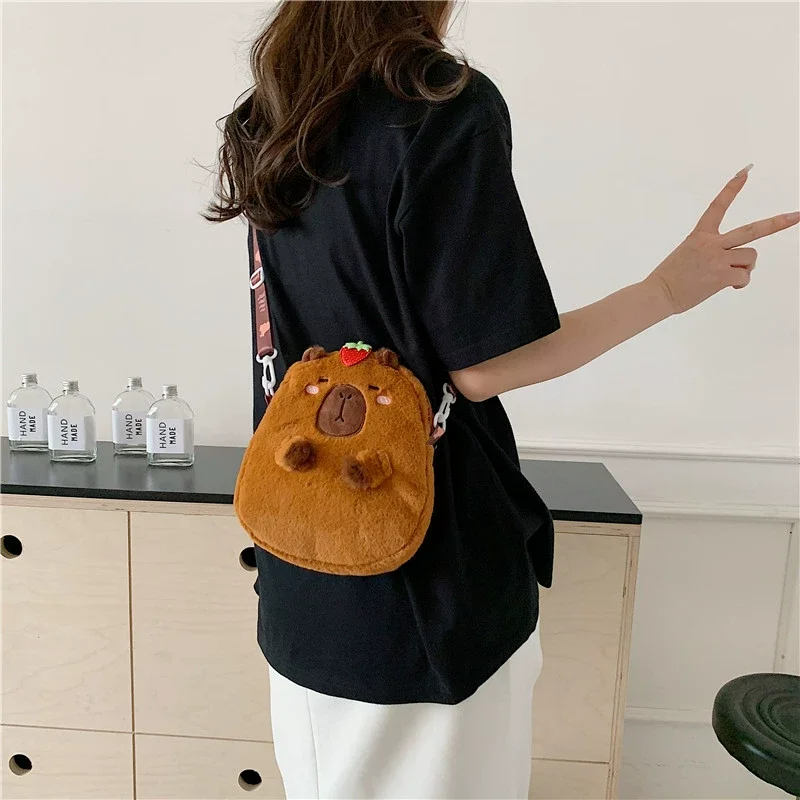 24Cm Capybara Pluche Rugzak Kawaii Mode Plushie Pop Bont Tas Kindertas Crossbody Tas Mini Knapzak Zakken Cadeaus voor Meisjes