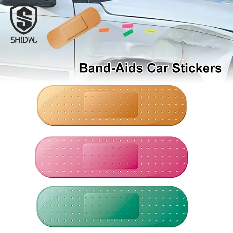 1Pcs Funny Band-Aids Car Sticker Bandage Bumper Stickers Truck RV Decals Dented Stickers Car Decoration Accessories Auto Interio