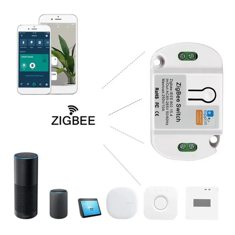 T23C Zigbee 3.0 Smart Switch 10A 265V Relay Module,Wireless Remote Control Voice App Automation, Smart Home DIN Rail Module