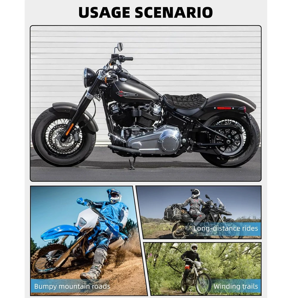 Universal Motorcycle 3D Seat Cushion Sunscreen Shock Absorption Waterproof BSR Lycra - Dual Non-Slip Gel