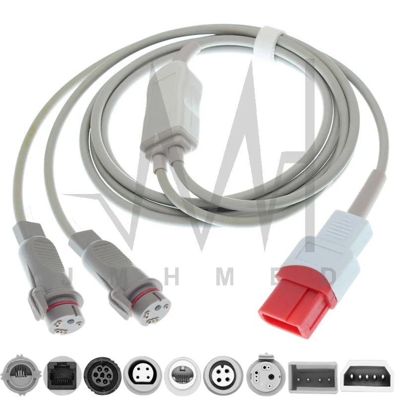 

Compatible 10pin Spacelabs Monitor Invasive Blood Pressure Cable BD Abbott Utah Double Pressure Transducers Adapter Connector.