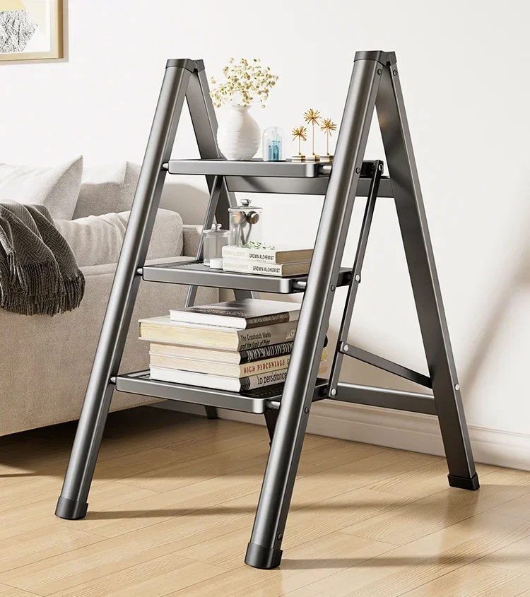 Household foldable ladder, thickened and extendable indoor balcony, dual-purpose herringbone ladder, small and lightweight