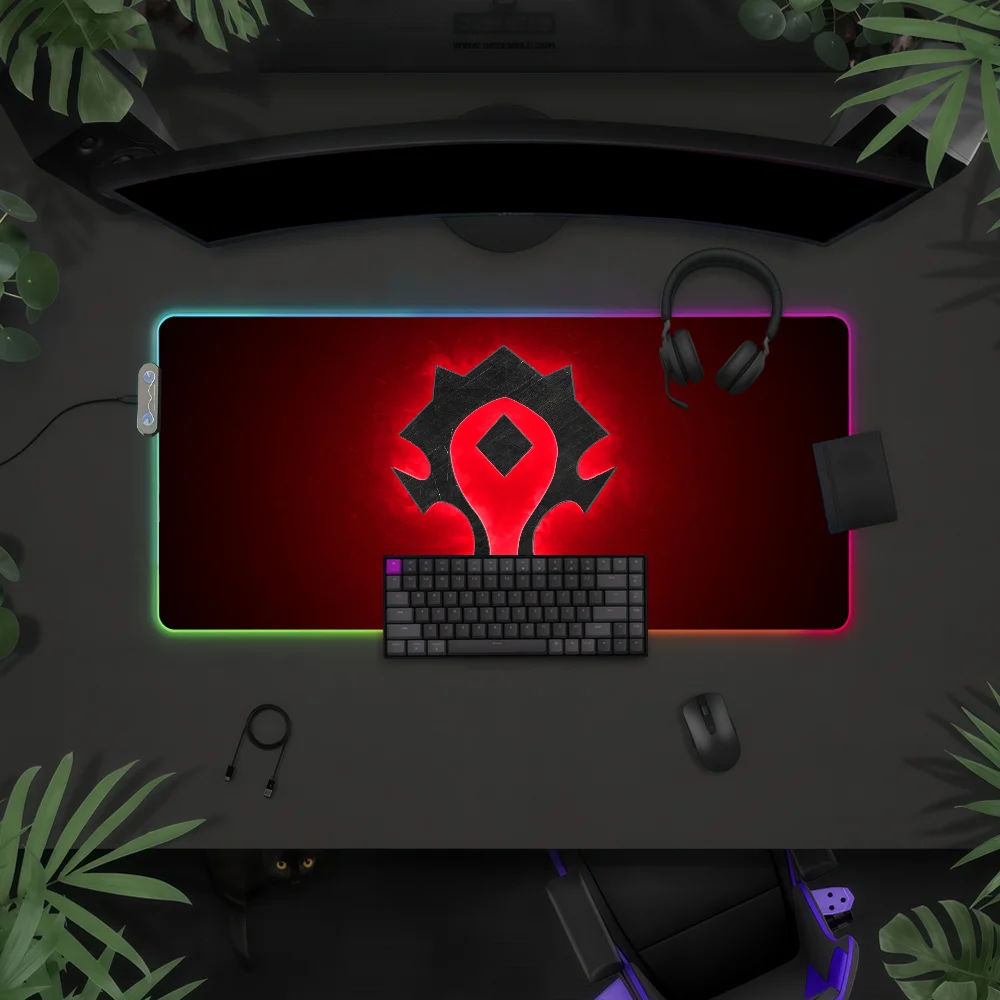 Game W-World of W-WarcraftS Mouse Pad RGB LED Light Colorful Game Keyboard Non-slip Cover Desk-mat Surface Waterproof