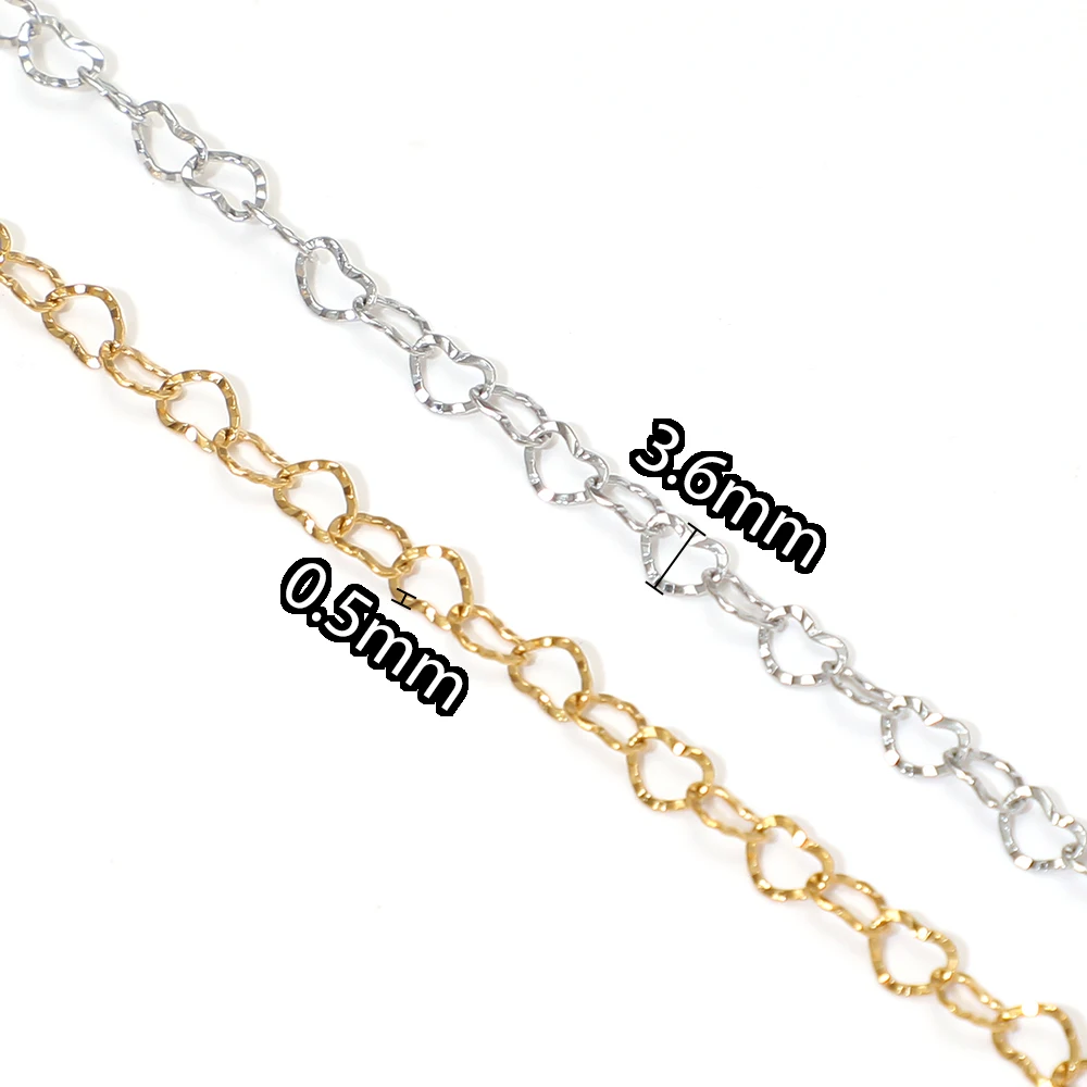 2 Meter Edelstahl-Prägketten mit Herzmotiv für DIY-Schmuck, Ohrringe, handgefertigte Halsketten, Armbänder, Bastelarbeiten und Schmuckzubehör – Detail 3