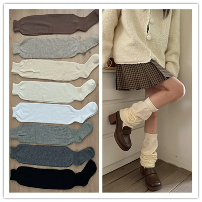 New Lolita Loose Socks JK Maid Cosplay Girl Fashion Double Knit Knee-socks Bubble Stocking Keep Warm High Quality Creamy White