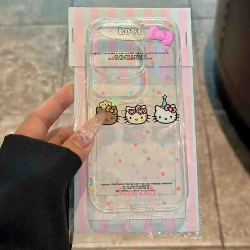 Sanrio Hello Kitty Pink Bowknot Phone Case For iPhone 15 14 13 12 11 Pro Max XR XS MAX 78Plus Y2K Girl Cute Anti Fall Back Cover