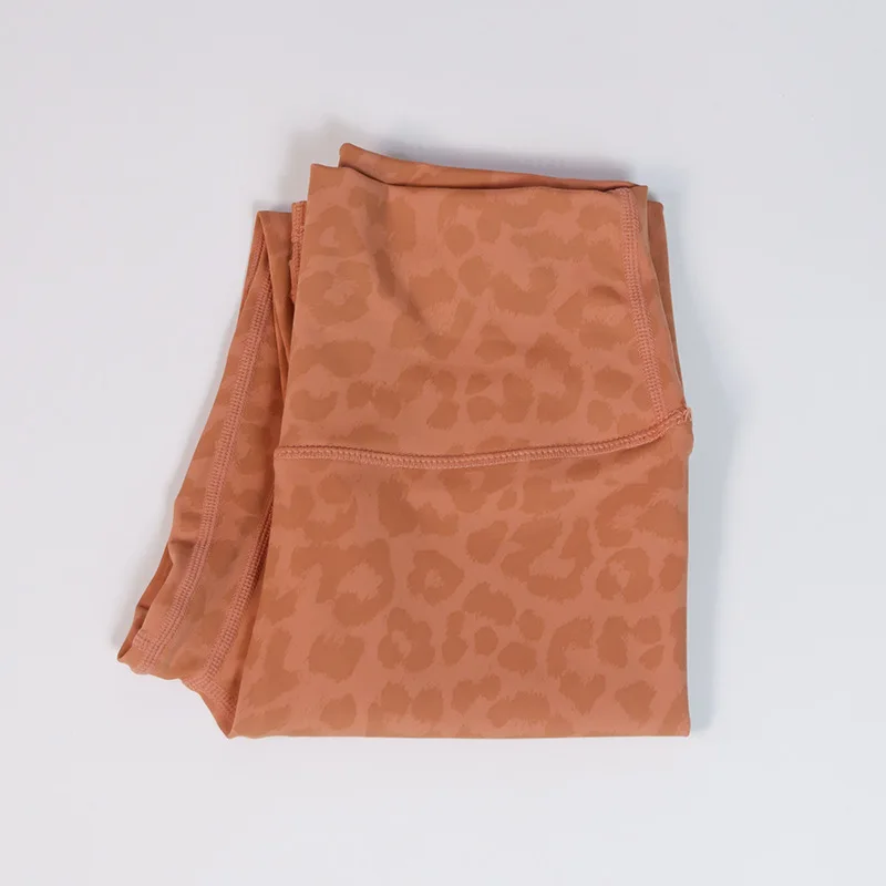 Traje de Yoga de nailon con estampado de leopardo para Mujer, de 25 pulgadas Pantalones deportivos de cintura alta, ajustados, sensación desnuda, entrenamiento de Jogging