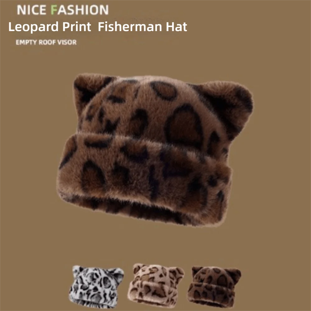 Retro Autumn Winter Fisherman Hat Plush Cat Ear Basin Hat Warm Cold Resistant Mongolian Hat Ear Protection Hat