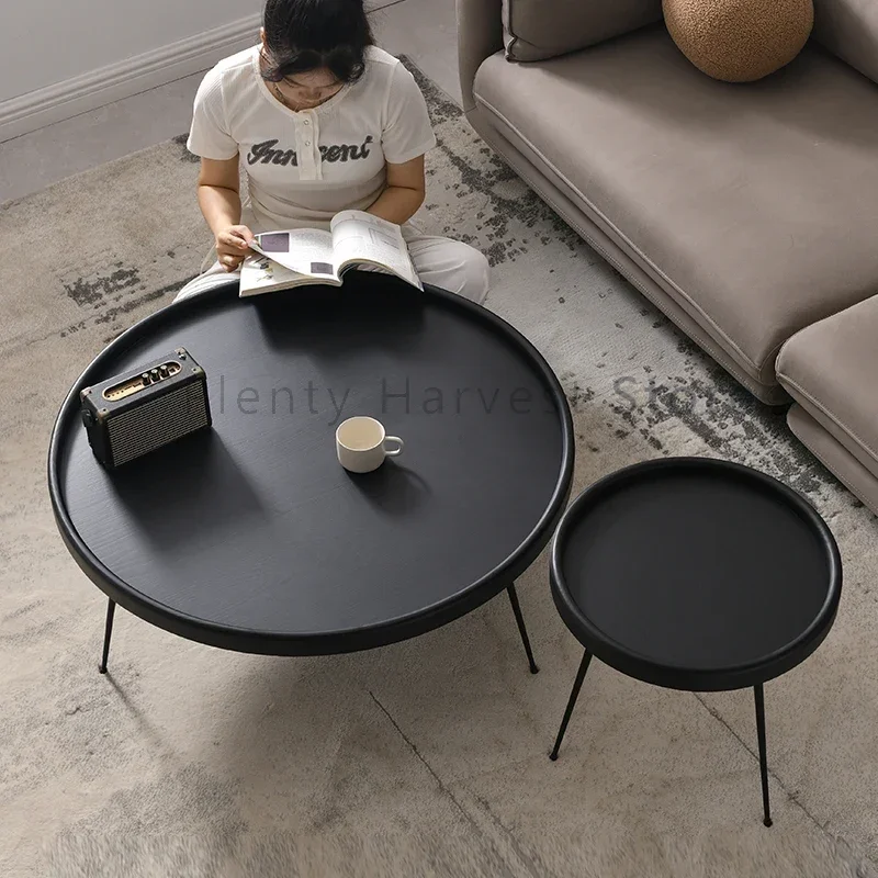 Black Luxury Coffee Tables Living Room Round Nordic Simple Floor Coffee Table Designer Waterproof Muebles Table Home Furniture