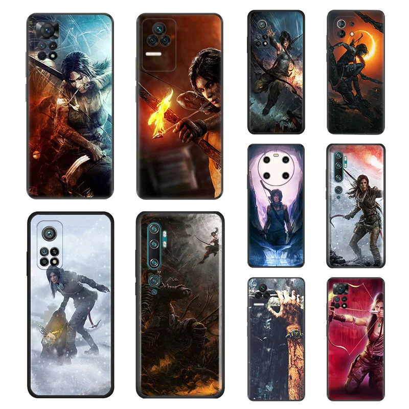 Phone Case For Redmi Note 12 12s 11 11S 10 4G Lite 10S Note10 Pro 9 9T 8 8T 7 9S Tomb Raider Camera Protective Cover