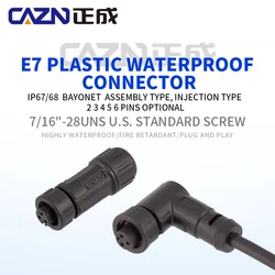 Waterproof E7 Overmolded Plug Bayonet 2 3 4 5 6Pins Straight Angled Male Female Plug With Cable PVC 1Meter Un-Shiled
