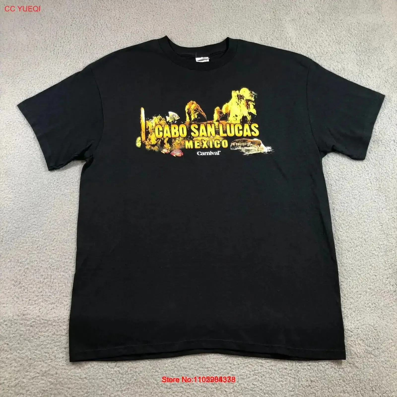 Camiseta cabo san lucas para hombre XL negro estampado gráfico carnaval crucero vintage lavado Casual moda streetwear