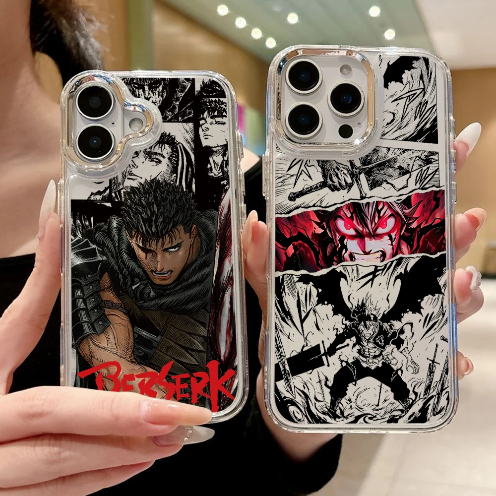 Anime Berserks Guts Phone Case for Samsung Galaxy A57 A56 A55 A54 A52 A37 A36 A26 A17 A16 A07 A06 4G 5G Luxury Clear Cover