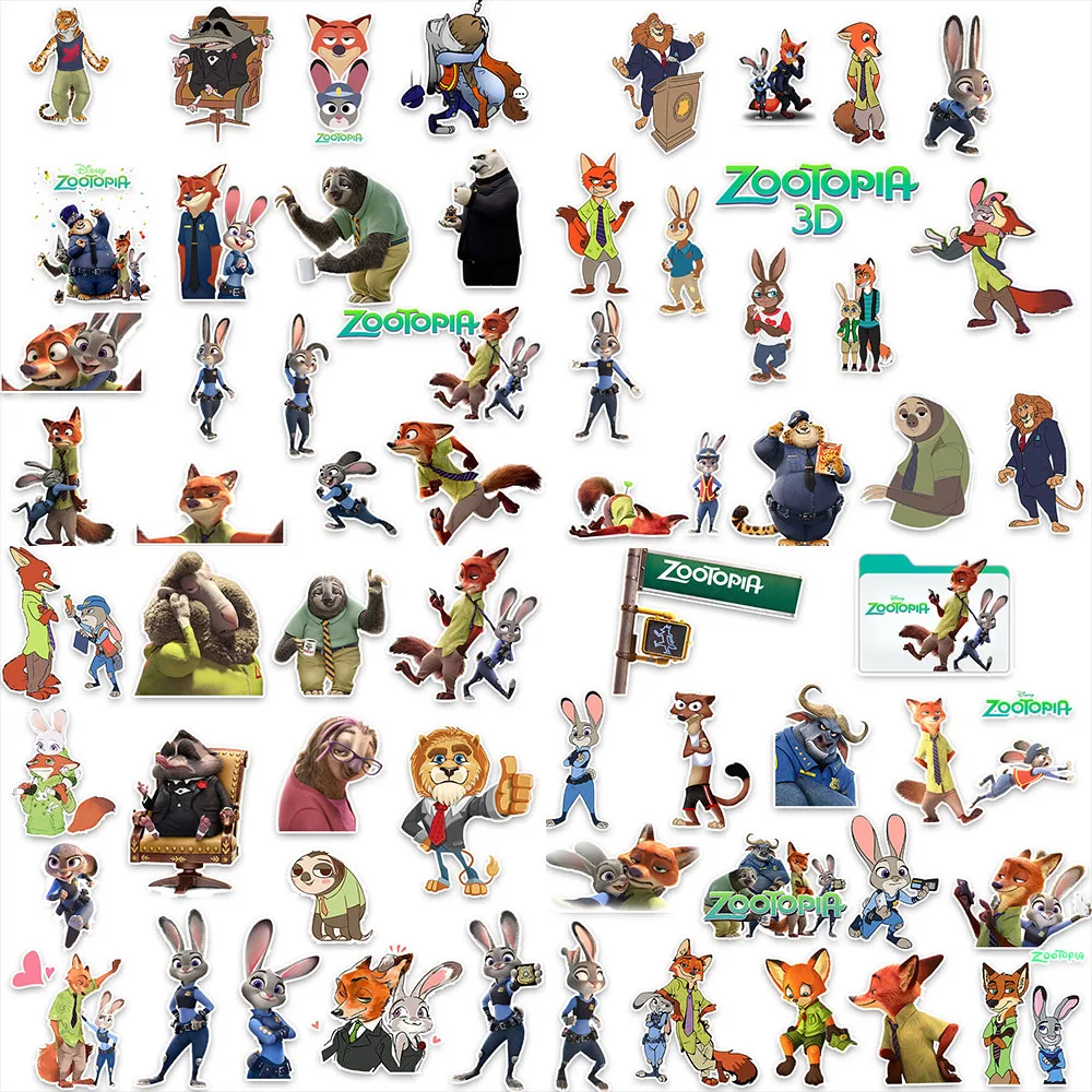 

60 шт., милые анимированные наклейки с изображением Зверополис, Джуди Хоппс, Ник Уайлд, забавные наклейки, каракули, сделай сам, гитара, украшение для телефона, наклейка, игрушка