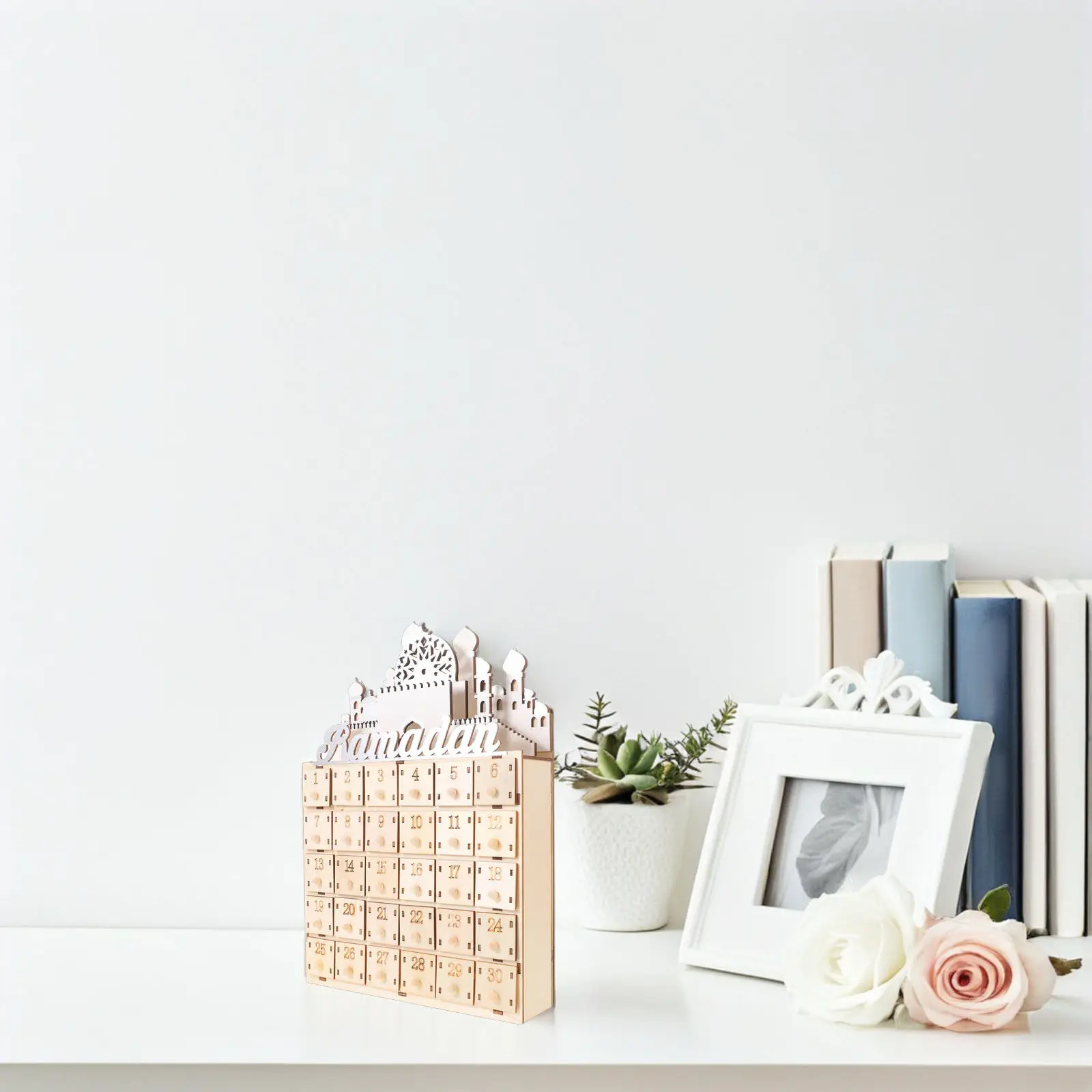 Ramadan Wooden Countdown Calendar 30 Drawers LED Light Eid Party Decoration Home Ramadan Festival Decor Advent Calendar