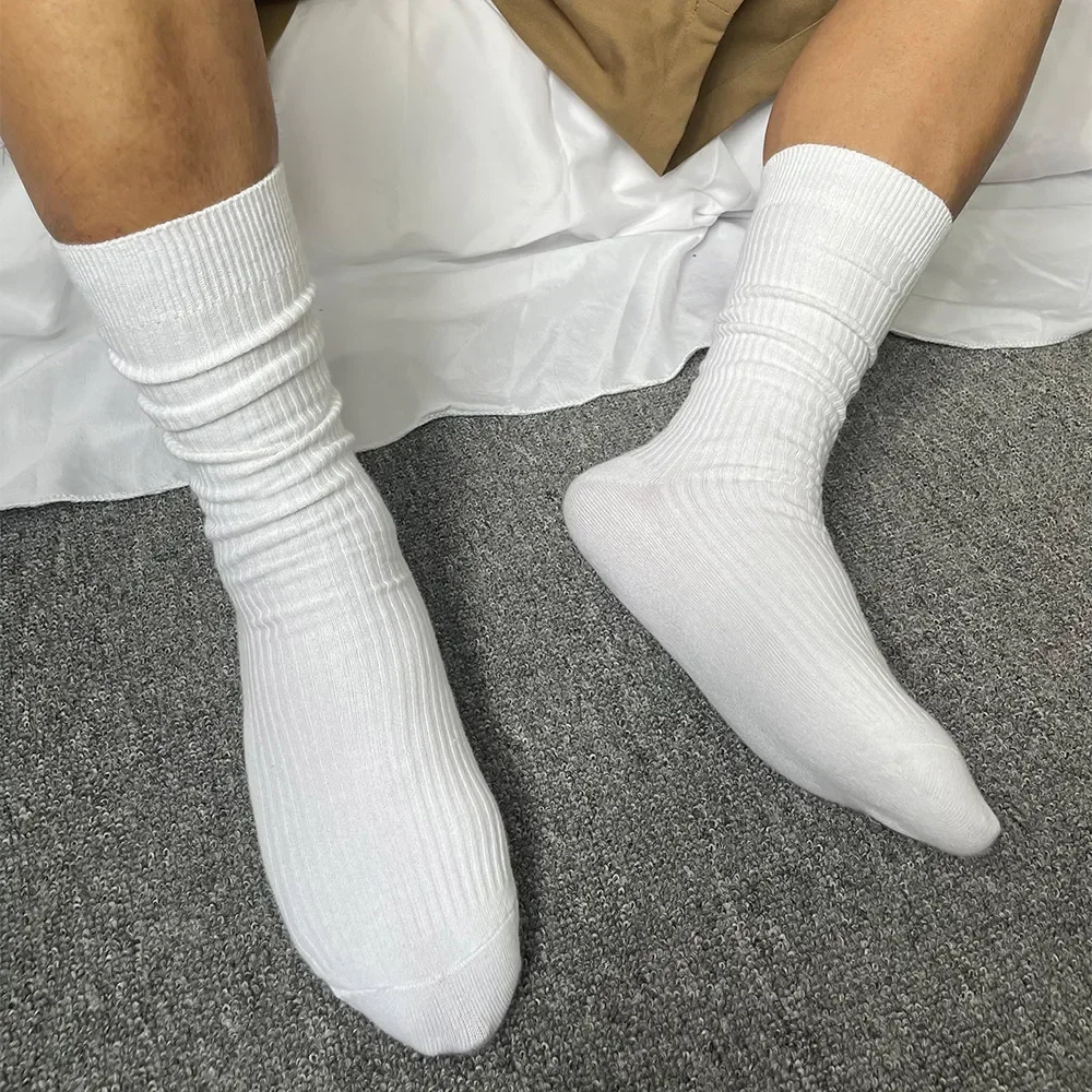 Stockings Mens Socks 1 Pair Black/White Breathable Casual Comfortable Cotton Crew Sock Fashion Plain High Quality