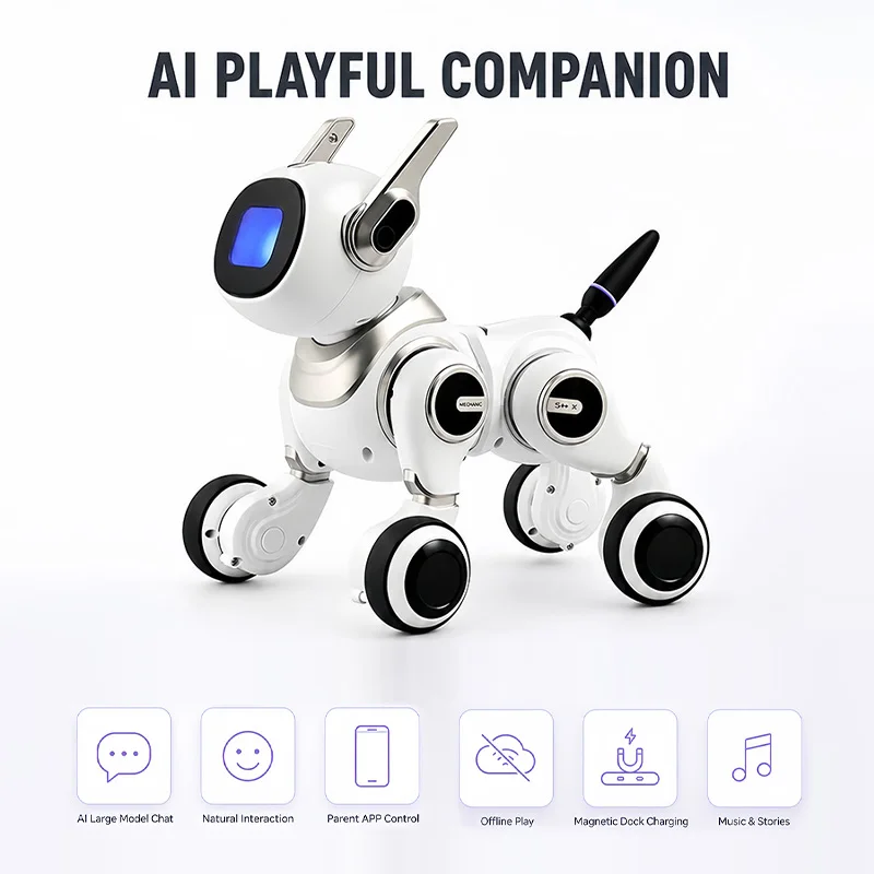 AI Robot Dog Toy G110 Smart Interactive Robot Pet AI Chat Voice Control APP Control Educational Kids Companion Gift
