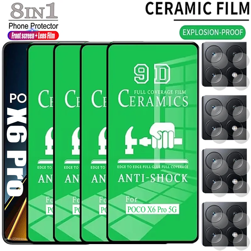 

8IN1 HD Ceramic Film For Poco X7 X6 X5 Pro X3 NFC X4 GT M6 M5 M4 Pro Camera Screen Protector For Poco F7 Ultra F6 Pro F5 F4 Film