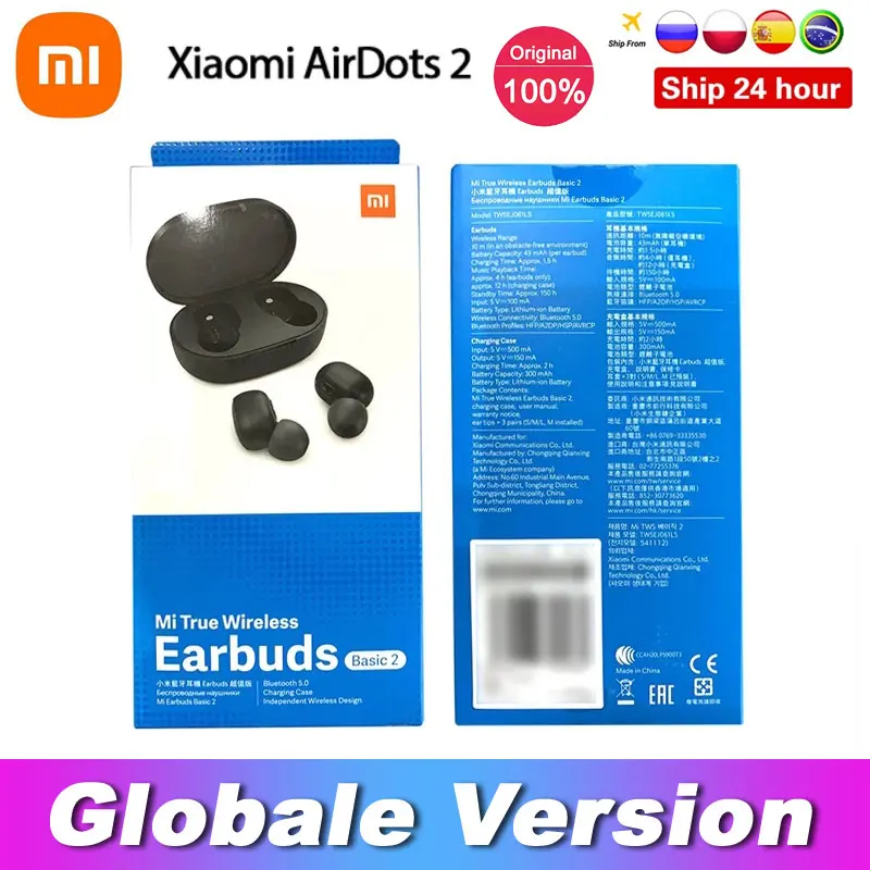 Global Version Xiaomi MI True Wireless Earbuds Basic 2 Airdots S TWS Bluetooth 5 Earphones Redmi AirDots 2 Auto Link TWSEJ061LS