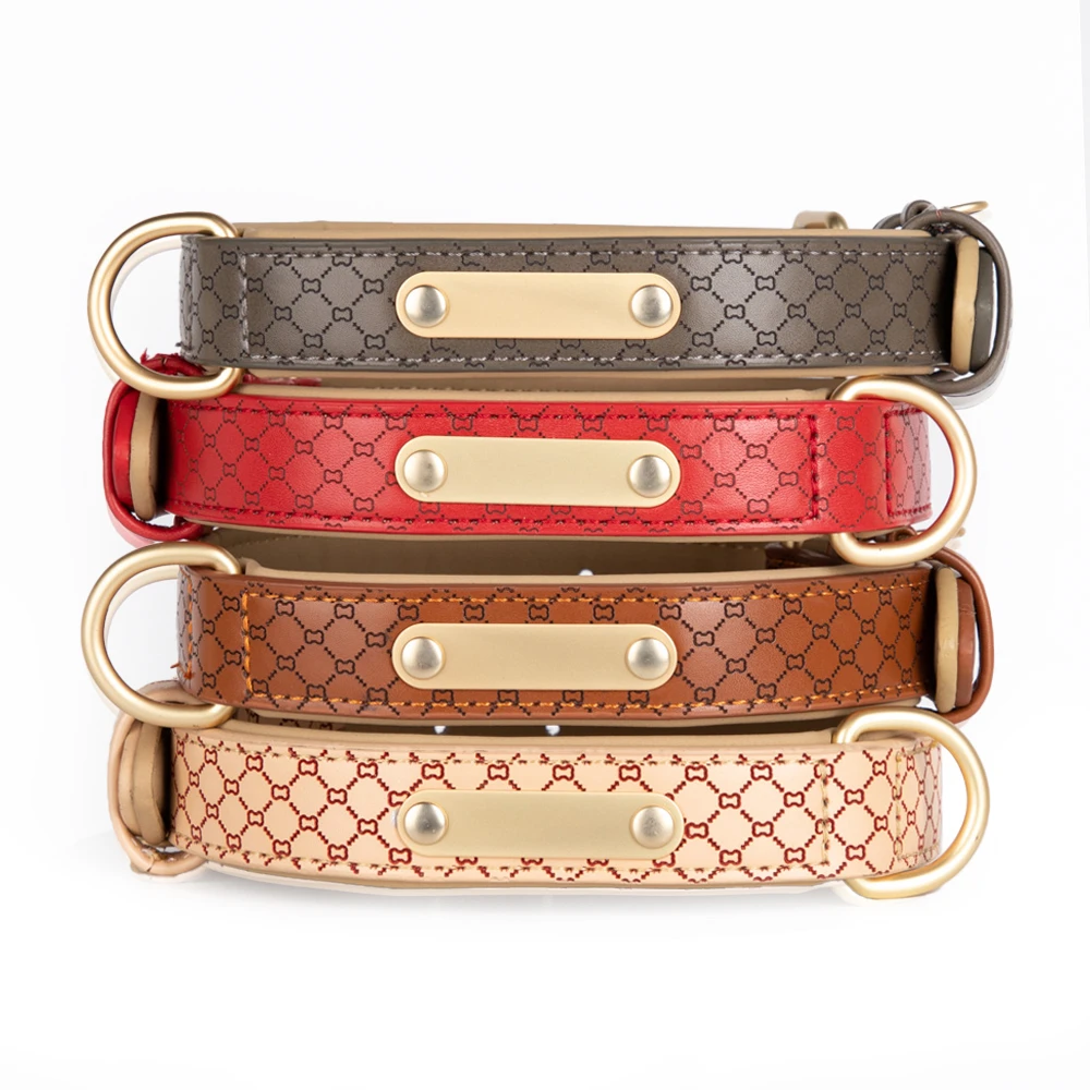 Engraved ID Tag Dog Collar for Small Large Dog Personalized Custom Nameplate Leather Collar Cat Luxury Collar for French Bulldog