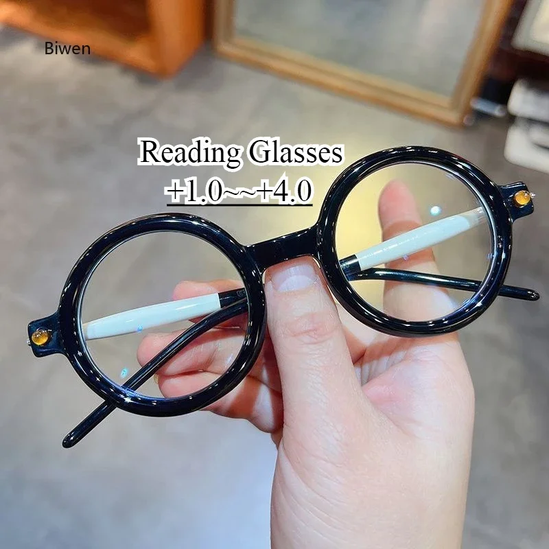 Round Anti Blue Light Reading Glasses Women Men Fashion Vintage Eyewear Presbyopia Hyperopia Female Reading Eyeglasses óculos