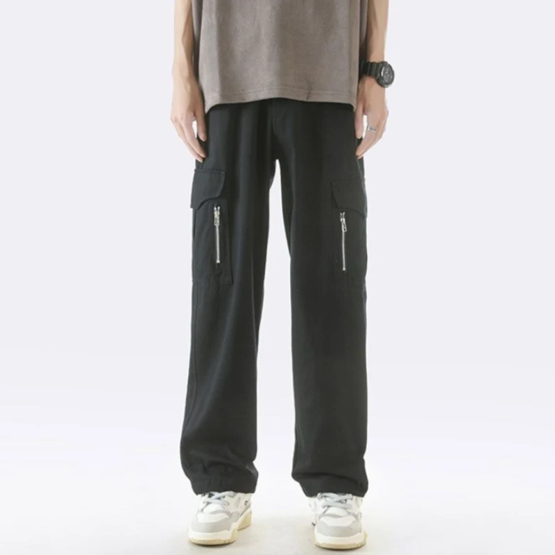 

Мужские брюки-карго в винтажном стиле, свободного кроя, с множеством карманов, прямые, повседневные, для путешествий на природе
