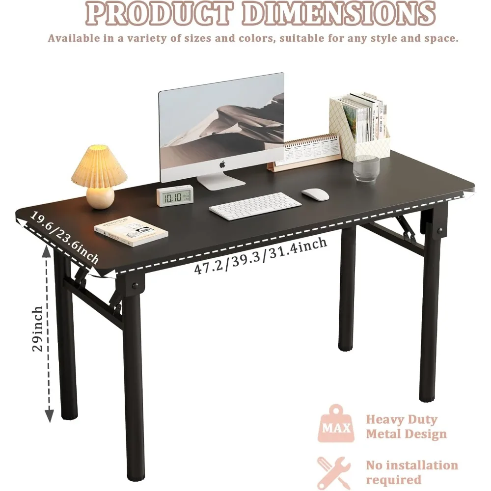 طاولة دراسة مكتب الكمبيوتر لا تتطلب التجميع، طاولة قابلة للطي لتوفير مساحة الكمبيوتر للمكتب المنزلي