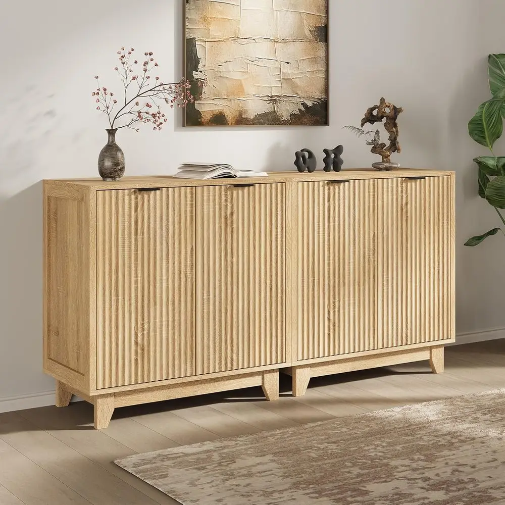 

Oak 31.5 Wide Sideboard with 2 Doors and Storage for Dining, Kitchen, or Coffee Bar