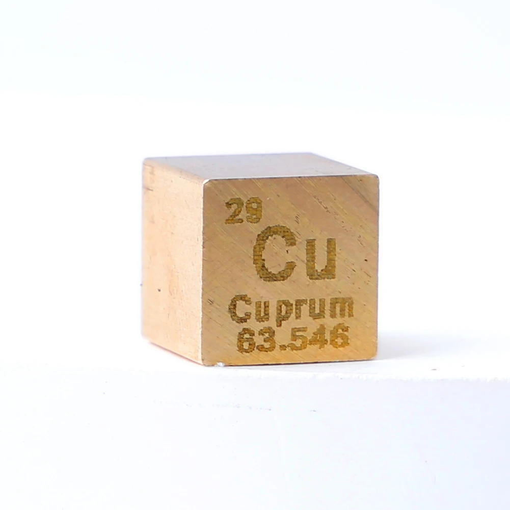 Cube en cuivre massif de 1 cm, numéro 29, table périodique, Cu, laiton, bloc de densité, équipement de laboratoire d'enseignement de la chimie, collection de métaux, spécimen