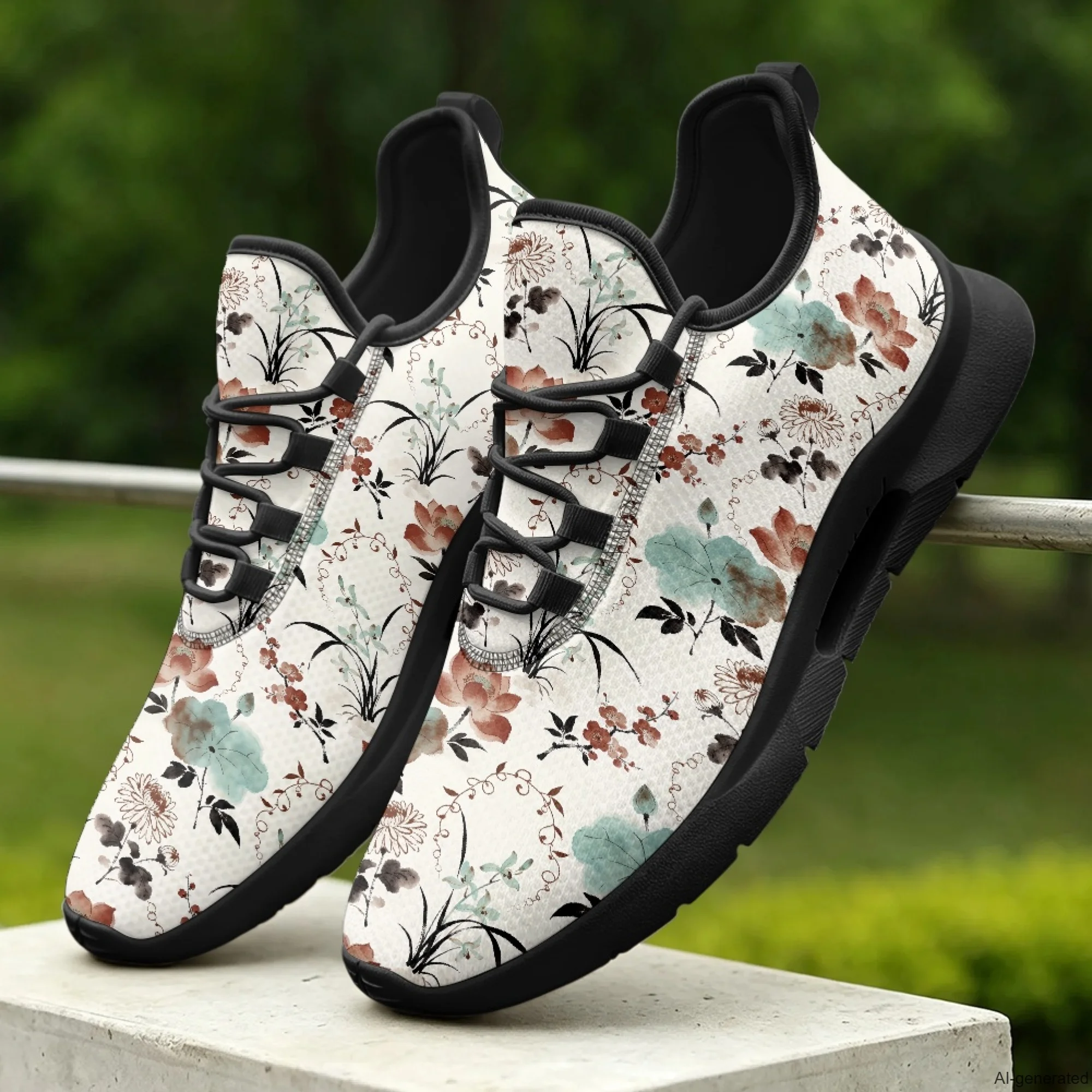 XIXIRIMIDO Nursing Sneakers for Woman Lace-up Casual Shoes Cheap Nursing Shoes for Women Nice Non-slip Nurse Sneakers Floral
