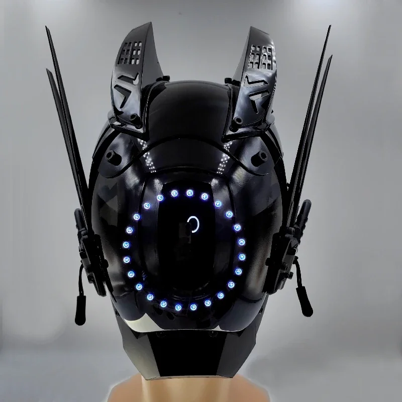قناع سايبربانك المحارب الأسود، زي الخيال العلمي، ملحقات مهرجان الموسيقى وحفلات الهالوين، قناع نينجا الميكانيكي، قناع جمجمة C