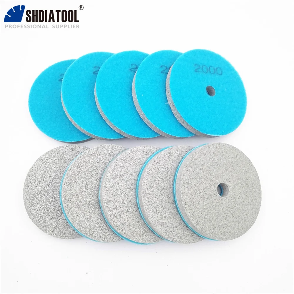 

SHDIATOOL 10 шт., 4 дюйма, алмазная губка, полировальные подушечки для мягкого камня, мрамора, искусственного камня, терраццо, пол, зернистость 2000, диаметр 100 мм
