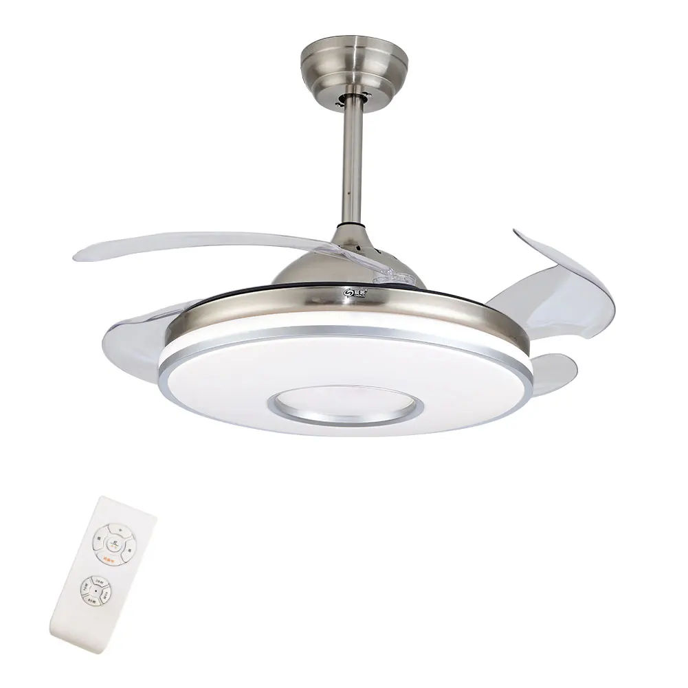 OUKANING-Modern Retrátil Teto Fan Light, CCT Dimmable, Remote LED Chandelier