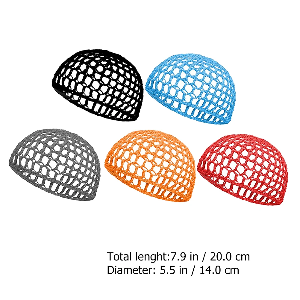 

5pcs Crochet Hairnet Hat Mesh Sleep Net Cover For Women Girls Large Size Easy Wear Comfortable Hair Protector Long Braids Curly