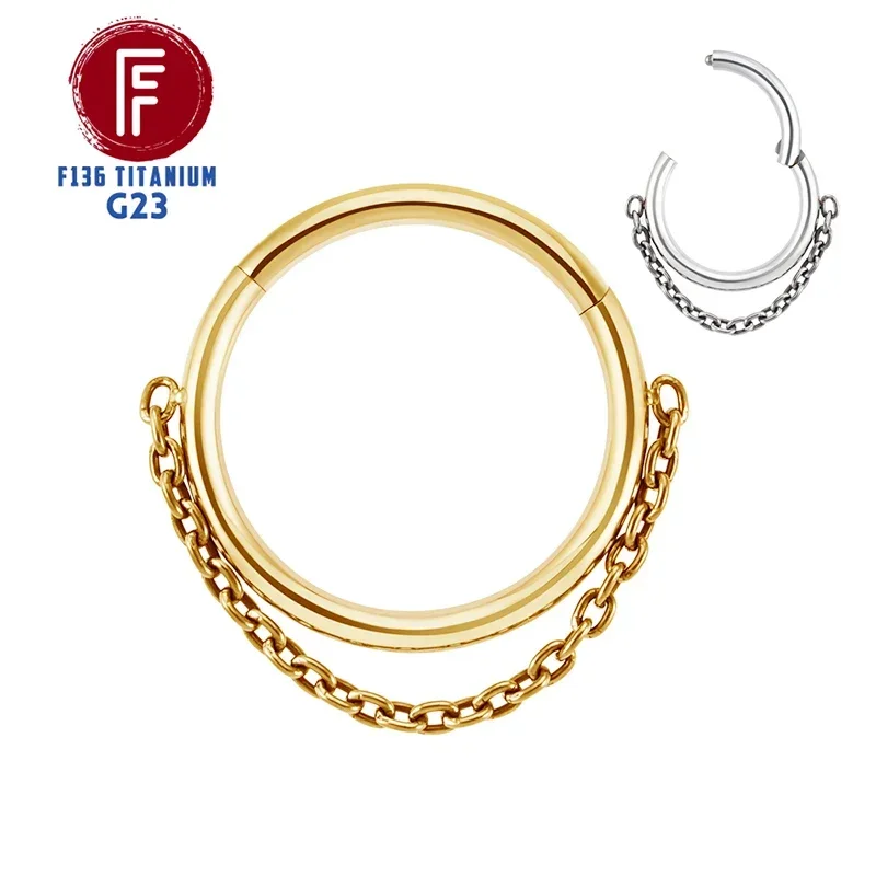 Women's Titanium Hinge Segment Nose Ring with CZ, Cartilage Piercing