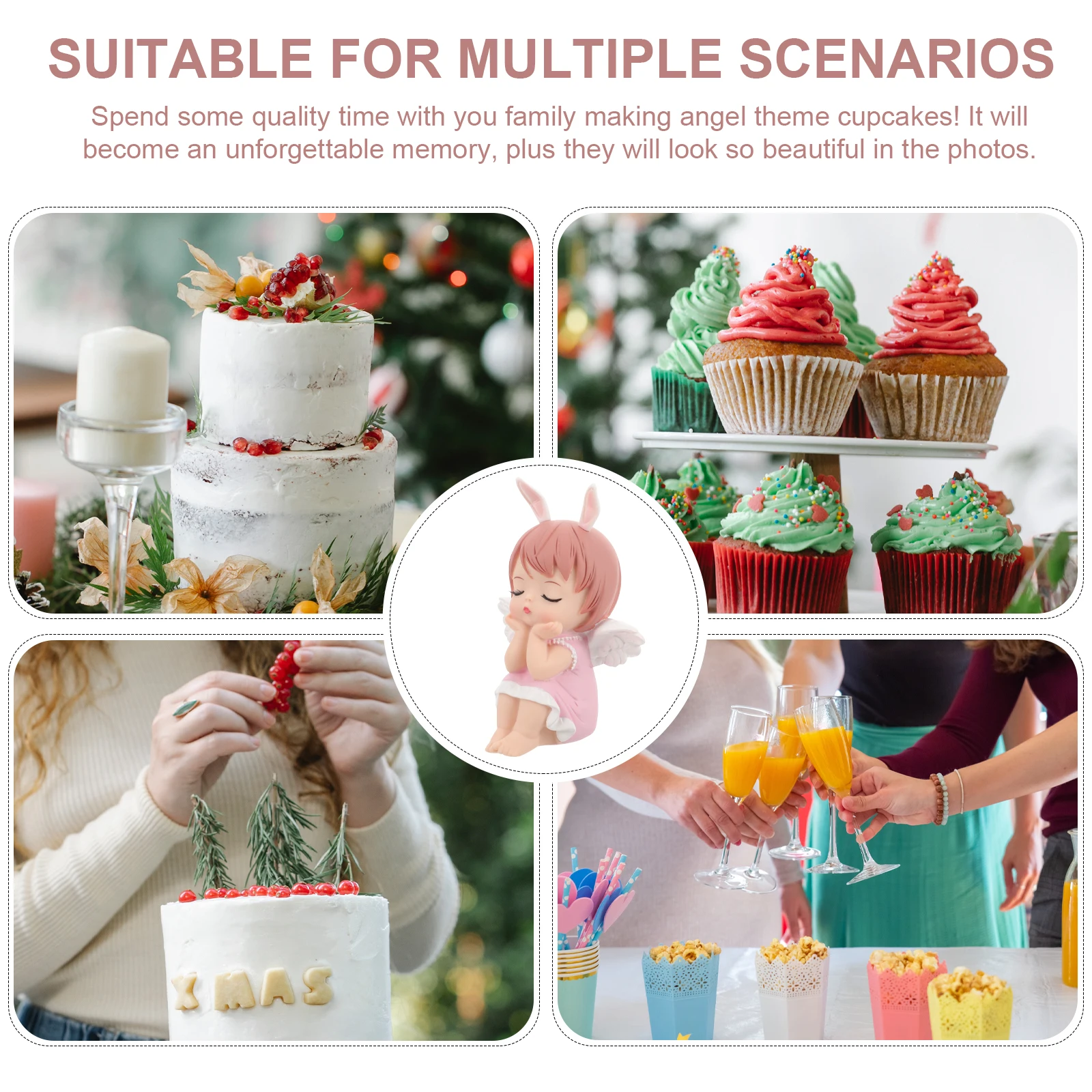 

Angel Cake Decoration Vinyl Dessert Topper Party Birthday Ornament Desktop Decorative Accessory For Table Bookshelf Dining