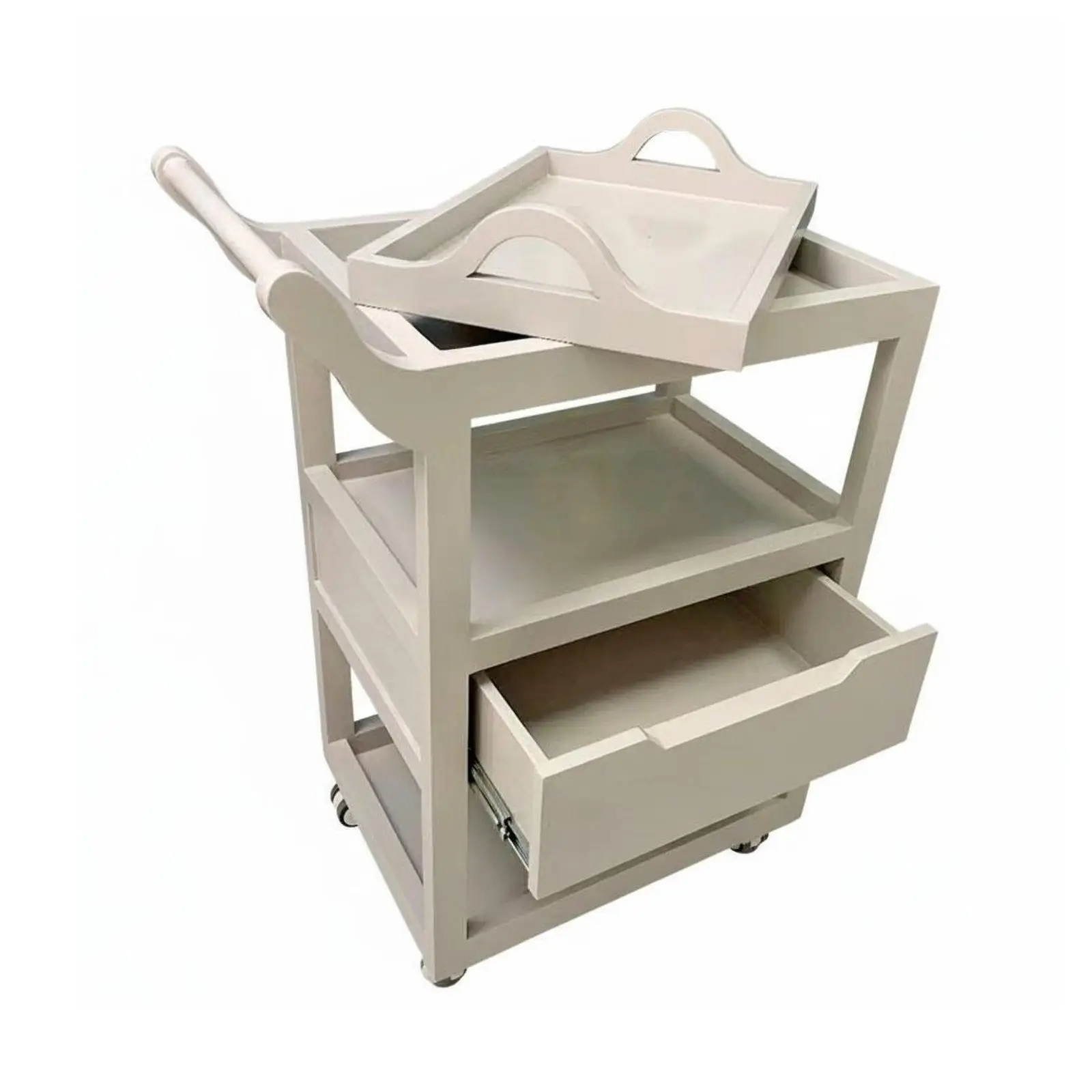 Wooden Beauty Salon Trolley Solid Wood Construction Mobile Nail Tech Storage Cart Multi-Functional Salon Trolley Cart for Lash