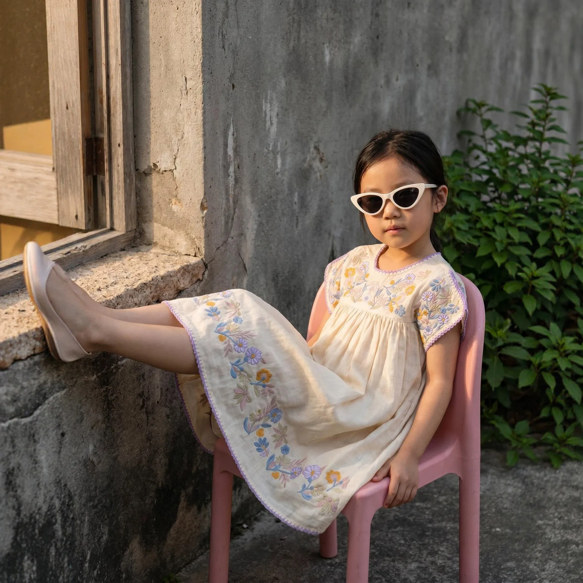 Girls' Dress 2026 Summer New Print Fashion Elegant Korean Version Children's Dress Cotton Embroidery Cute Sweet Princess Dress