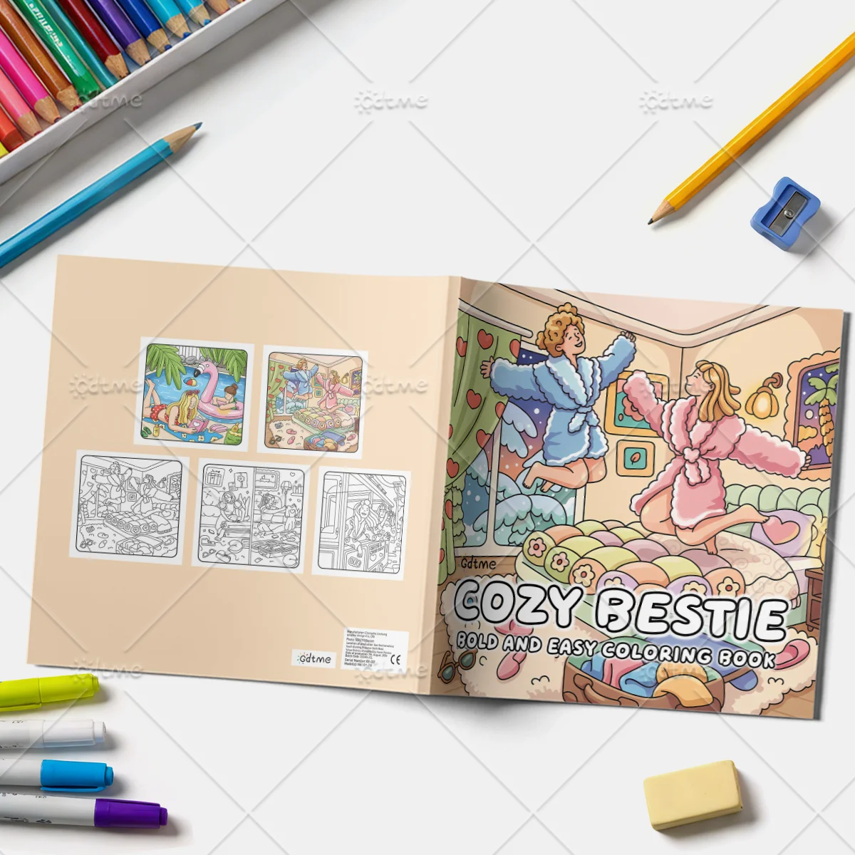 COZY BESTIE Malbuch mit Kühnen und Einfachen Mustern für Erwachsene Niedliches Zeichenbuch Perfektes Geschenk für Partys und Geburtstage ﻿ – Detail 2