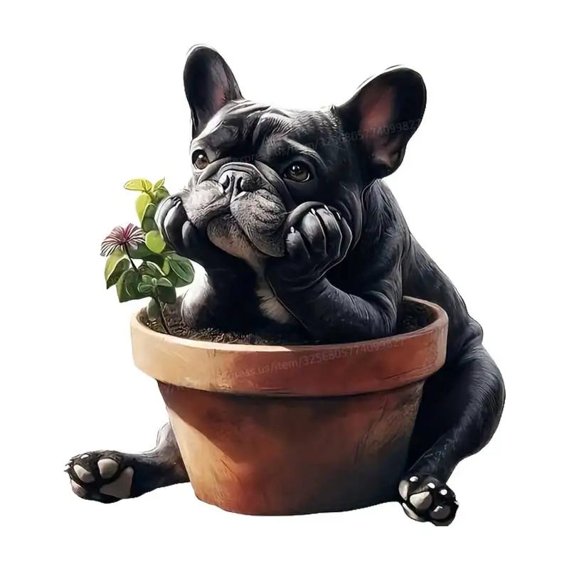 

Bulldog and Flower Pot Car Sticker Vinyl Decal Waterproof Rear Window Motorcycle Camper Bumper Truck Laptop Decoration SH1568