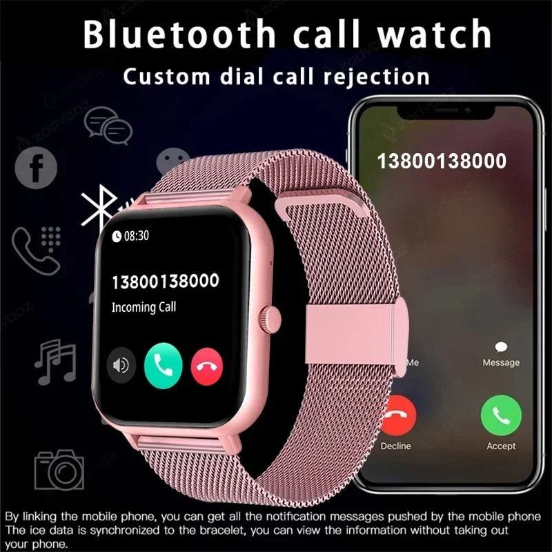 Xiaomi-Call Smart Watch para mulheres, Smartwatch com discagem personalizada, Android IOS, impermeável, relógios de música bluetooth, toque pulseira relógio