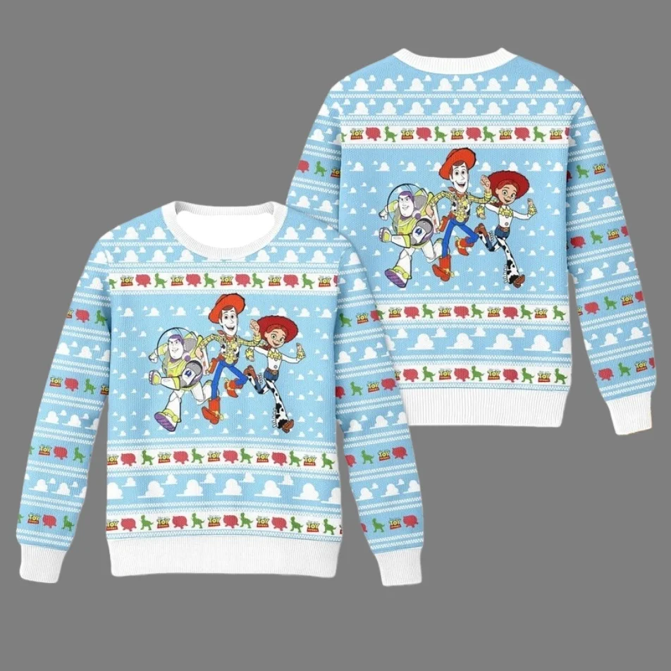 

Семейная тема игрушек Диснея, уродливый свитер для рождественской вечеринки, толстовка с круглым вырезом, увеличенный топ для взрослых, осень/зима, новый стиль