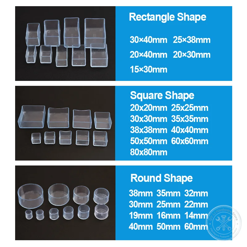 PVC Soft Clear Chair Leg Caps Thickened Non‑Slip Wear‑Resistant Furniture Feet Protector Cover For Tube Table Chair Legs