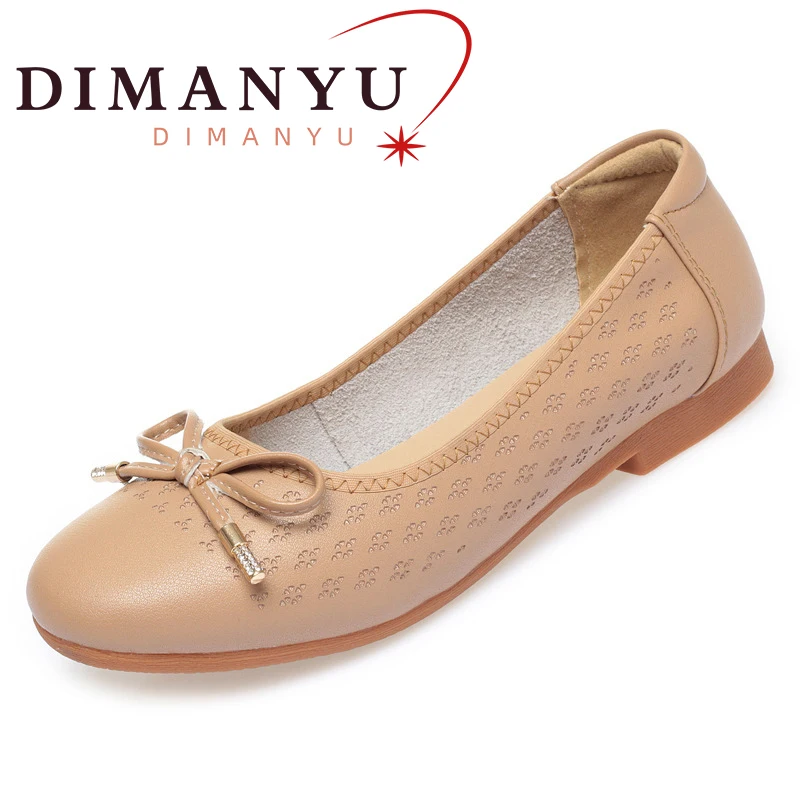 

DIMANYU Women's Shoes Genuine Leather 2024 Spring New Women's Casual Shoes Large Size 41 42 43 Beanie Shoes Women