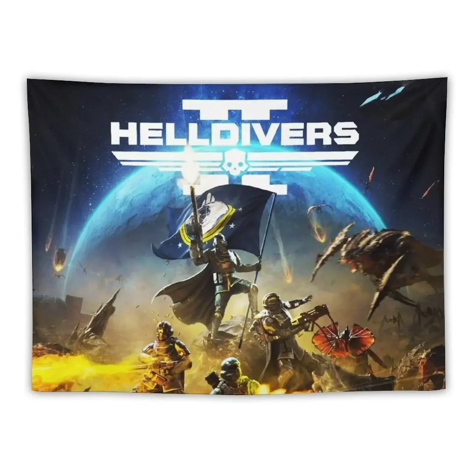 helldivers 2 video game, helldivers BOOOOOM Tapestry Aesthetic Room Decor Home Decoration Decoration Room Tapestry