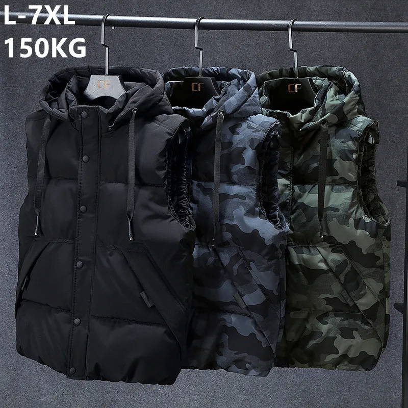 

Winter Vest Men Warm Tactical Casual Camouflage Sleeveless Coat Plus Size 5XL 6XL 7XL Hoodies Male Camo Waistcoat Thick Clothing