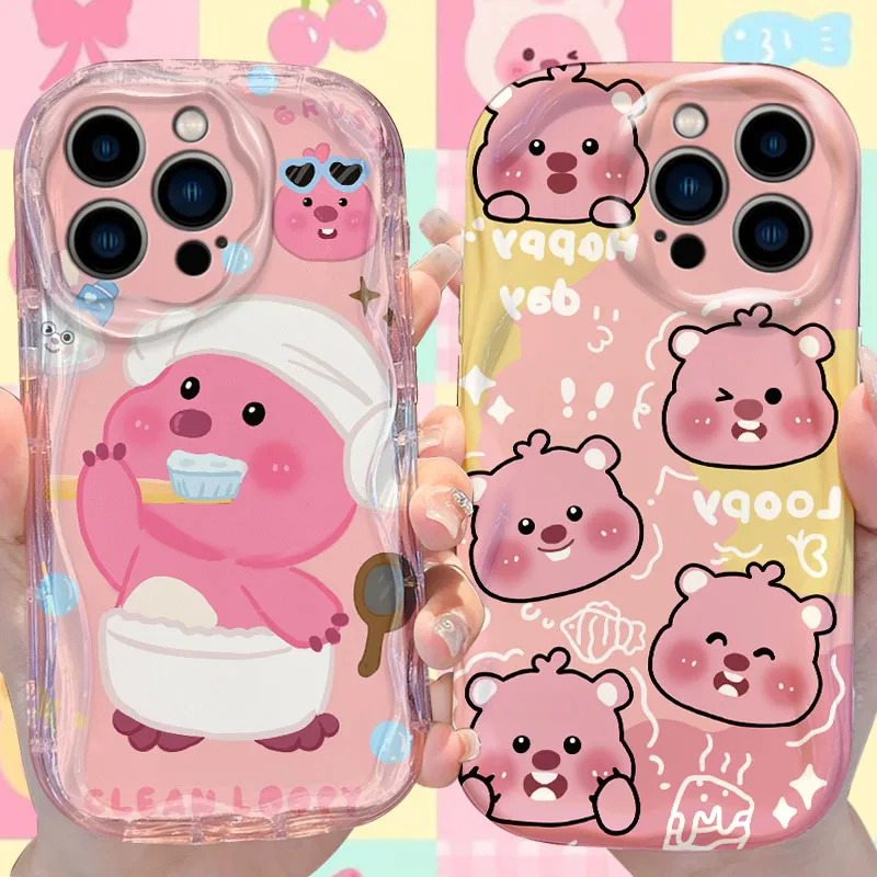 Preciosa Funda de silicona suave líquida Loopy Wave a prueba de golpes para iPhone 17 Air 16 E 15 Pro Max 14 13 12 Mini 11 Pro Max Fundas Funda